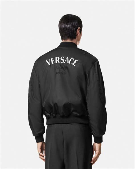 leather sleeve versace logo bomber|Versace Bomber Jackets for Men .